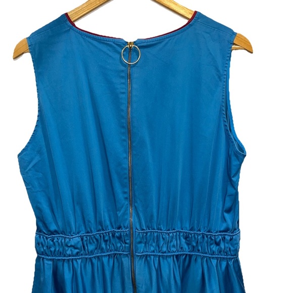 ROKSANDA COLLECTIVE Dress Blue Midi Size 12 Sleeveless Cotton V-Neck Casual EUC - Picture 12 of 16